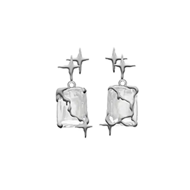 Irregular Silver Color Square Earrings - GlimmaStyle