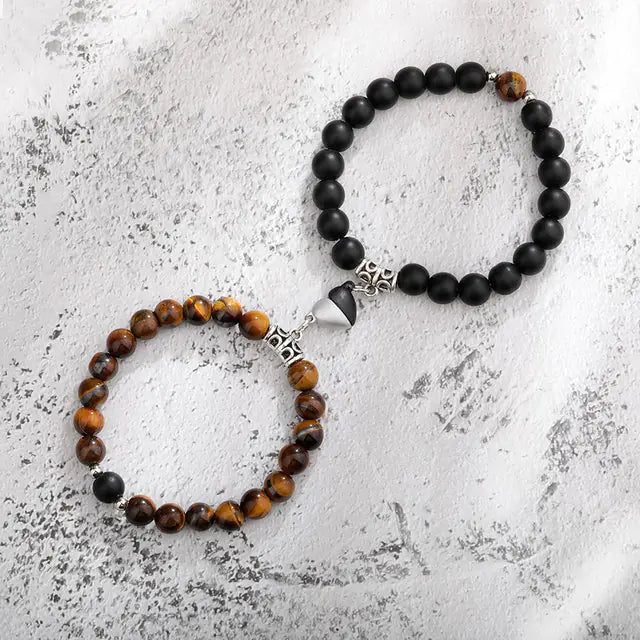 Natural Stone Beads Couple Magnetic Bracelets - GlimmaStyle