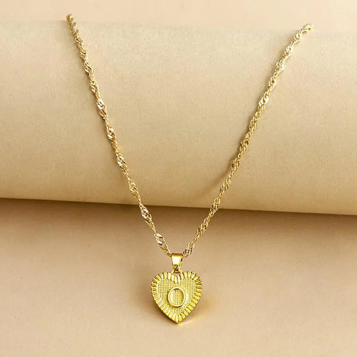 Initial Letter Heart Pendant Necklace - GlimmaStyle