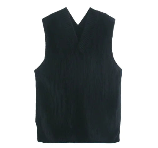 V-neck Knitted Sleeveless Vest - GlimmaStyle