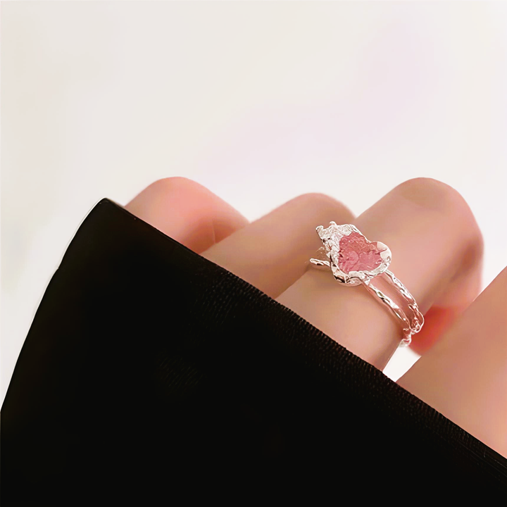 Crystal Love Heart Open Rings - GlimmaStyle