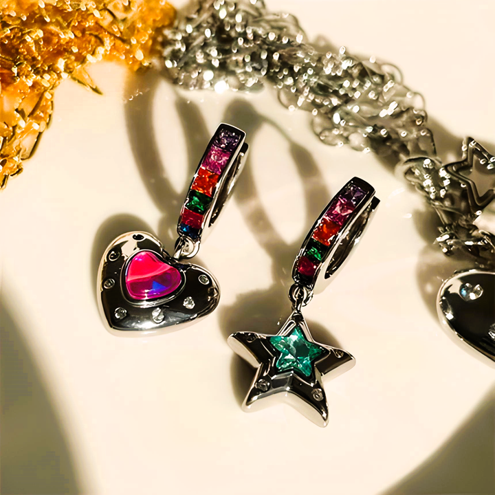 Colorful Heart Star Earrings - GlimmaStyle