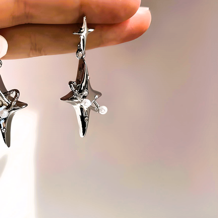 Creative Planet Pearl Crystal Stars Earrings - GlimmaStyle