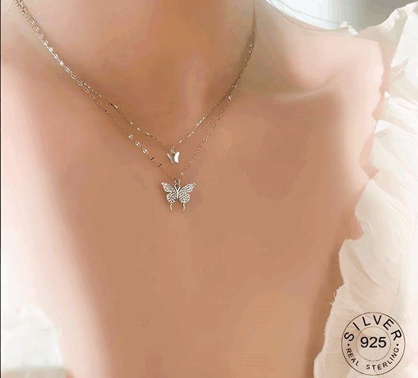 Butterfly Double Layer Chain Necklace