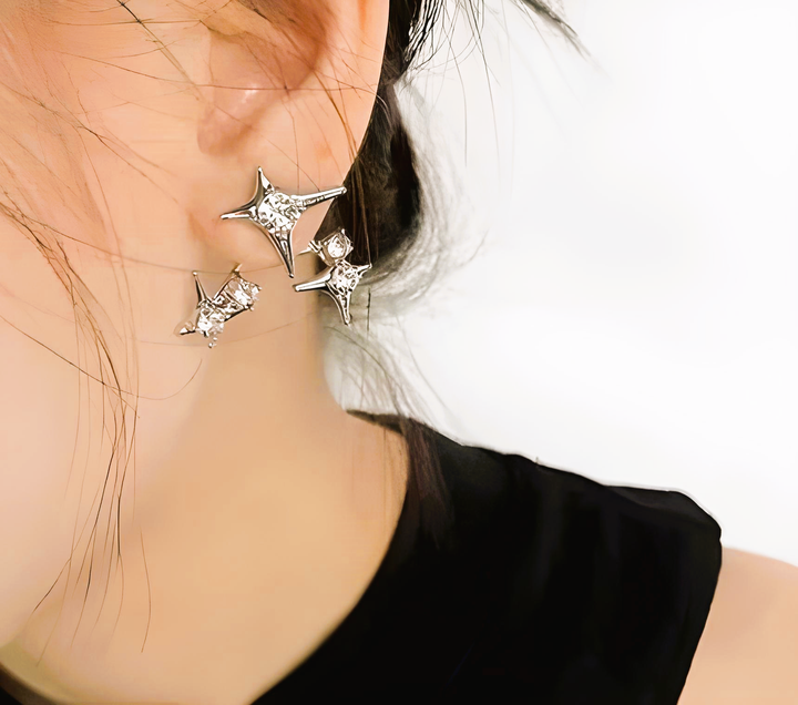 Cross Star Crystal Earrings - GlimmaStyle