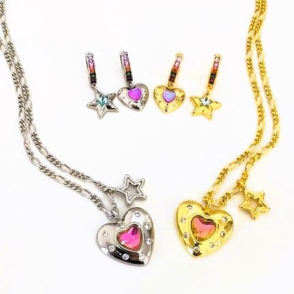 Colorful Love Earrings and Necklace - GlimmaStyle