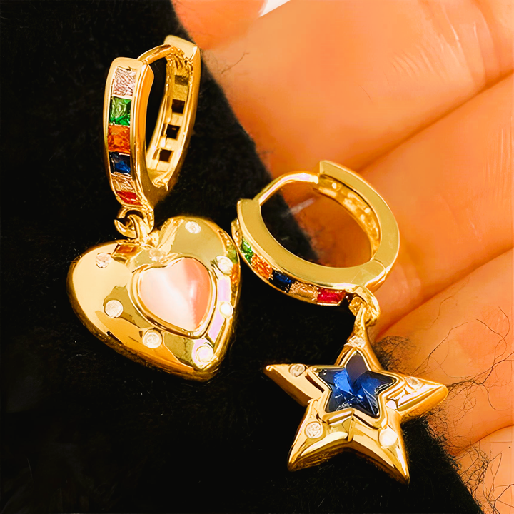 Colorful Heart Star Earrings - GlimmaStyle