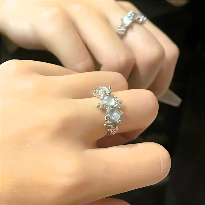 Crystal Opal Star Open Rings - GlimmaStyle