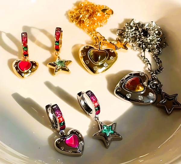 Colorful Heart Star Earrings - GlimmaStyle