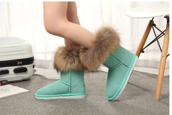 Women's Fox Fur Snow Boots - GlimmaStyle