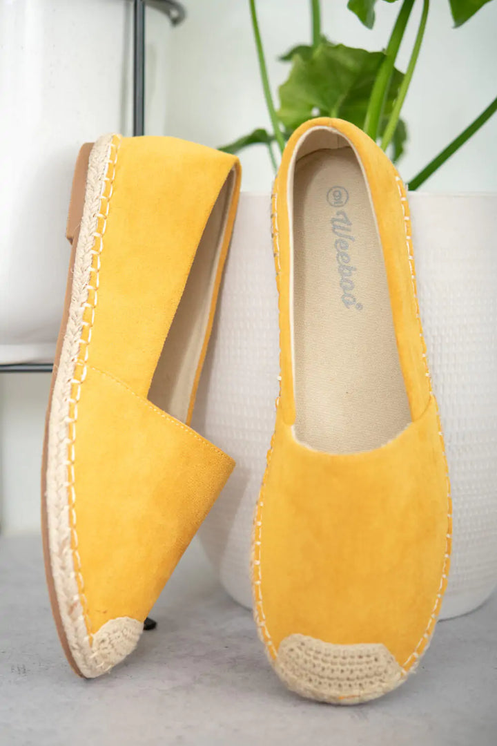 Casual Yellow Espadrille Shoes - GlimmaStyle