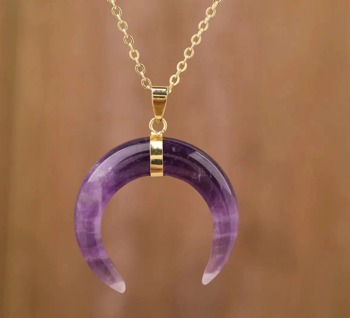 Moon Shape Amethyst Necklace - GlimmaStyle