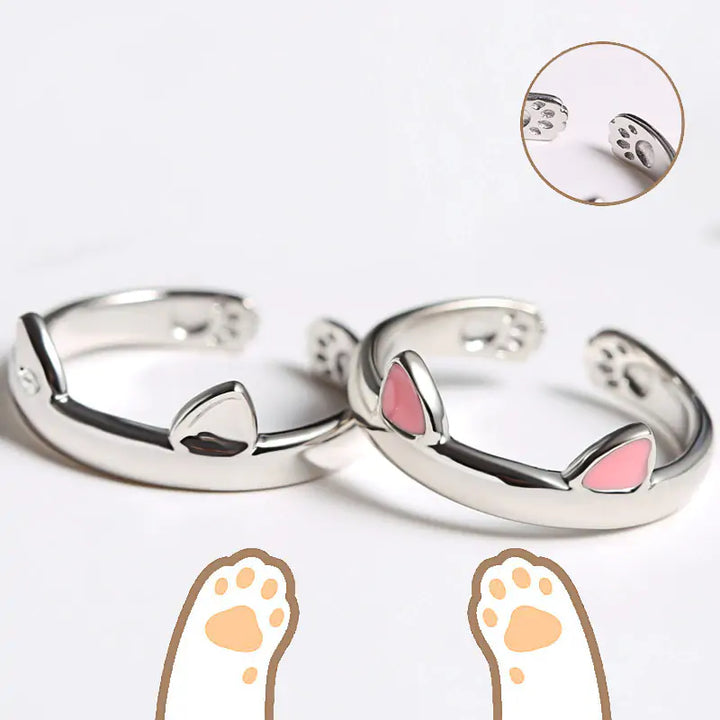 Black and White Cat Couple Rings - GlimmaStyle