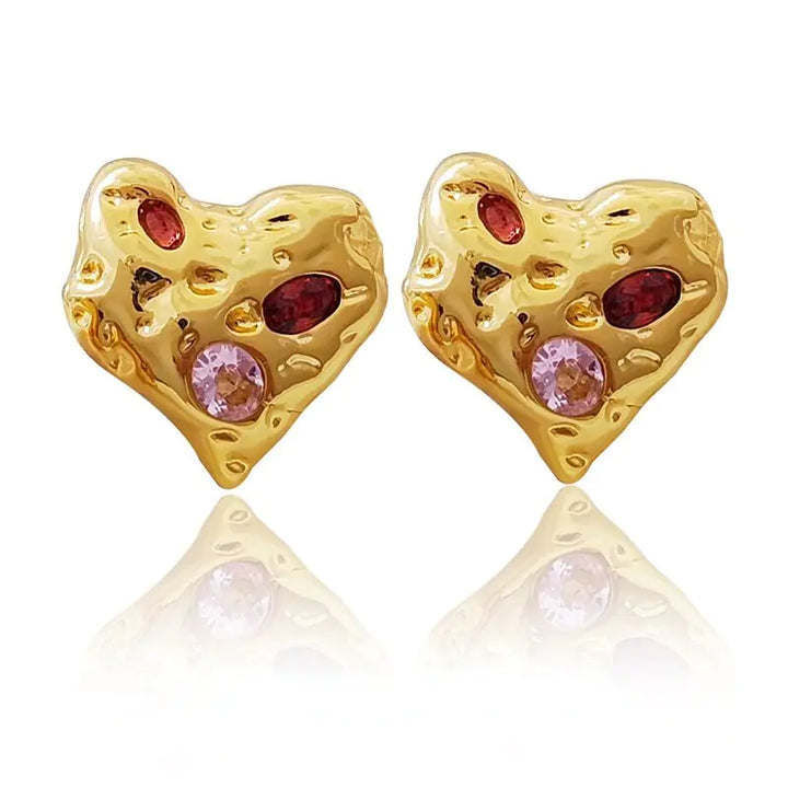 Irregular Heart Stud Earrings - GlimmaStyle