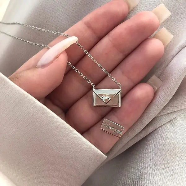 Envelop Love Letter Silver Necklace - GlimmaStyle