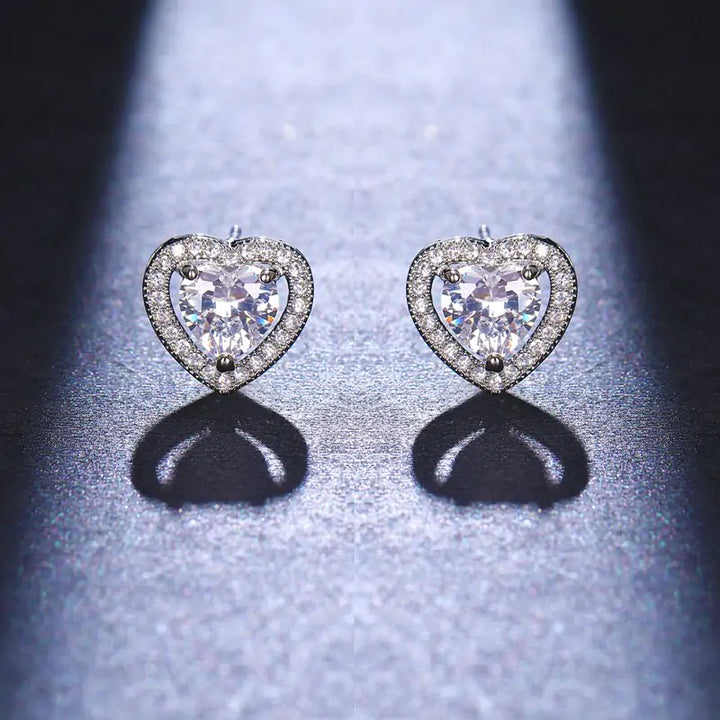 Classic Shining Silver CZ Stud Earrings - GlimmaStyle