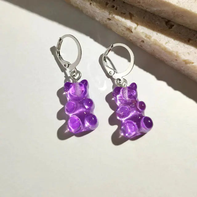 Cute Acrylic Gummy Bear Dangle Earrings - GlimmaStyle