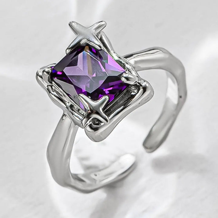 Purple Square Zirconia Ring - GlimmaStyle