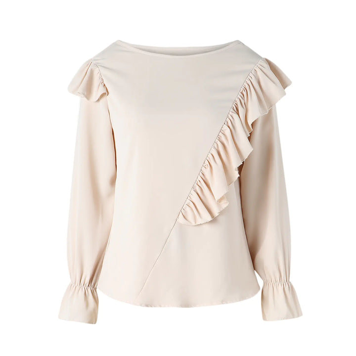 Lady Office Work Ruffles O-Neck Blouse - GlimmaStyle