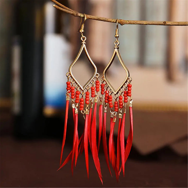 Tassels Feather Earrings - GlimmaStyle