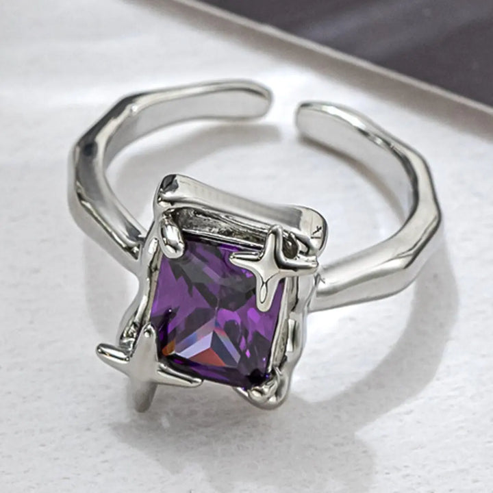 Purple Square Zirconia Ring - GlimmaStyle