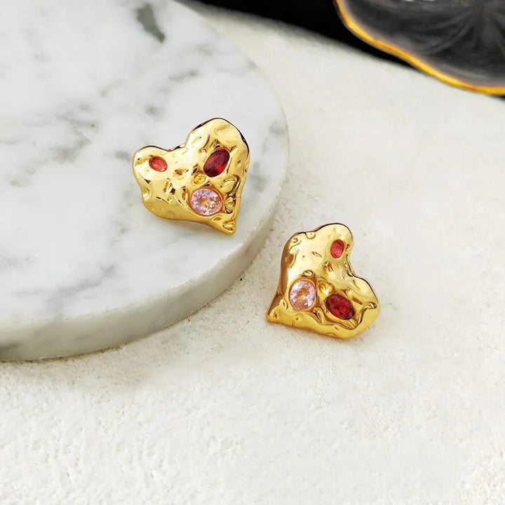 Irregular Heart Stud Earrings - GlimmaStyle