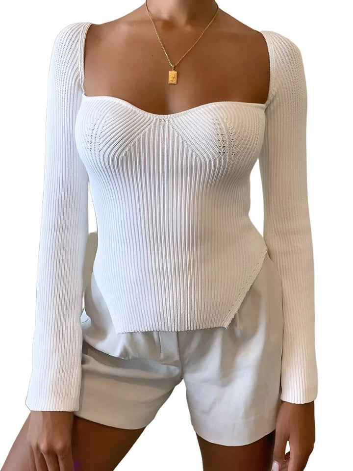 Woman's Long Sleeve Knitted Pullover - GlimmaStyle