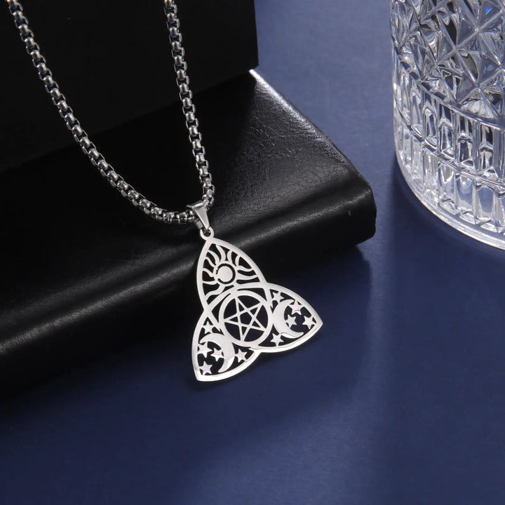 Triquetra Moon Pentagram Necklaces - GlimmaStyle