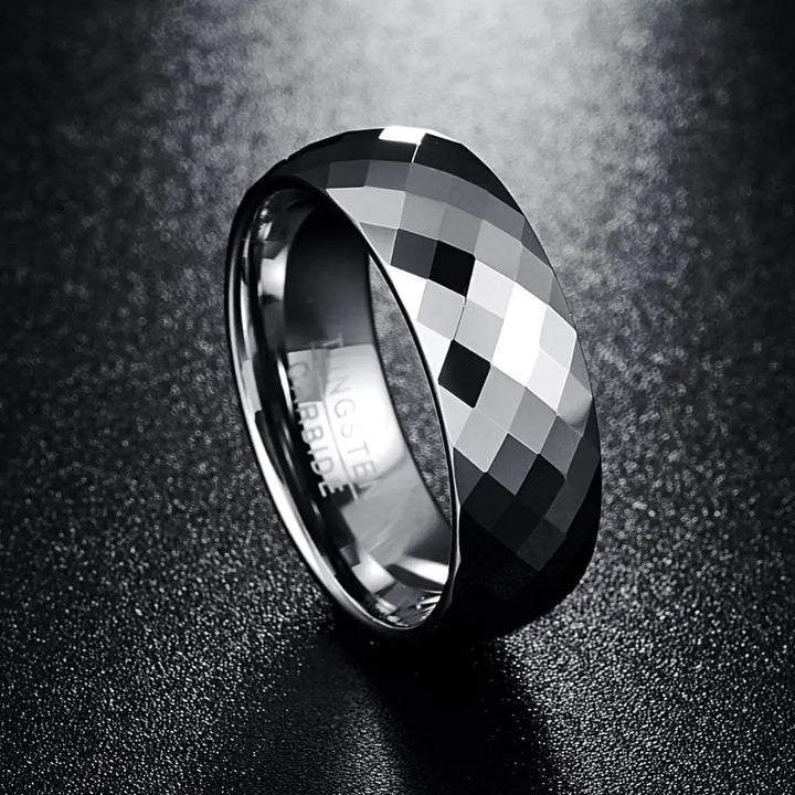 Faceted Silver Tungsten Ring - GlimmaStyle