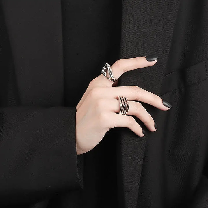 Silver Color Hollow Surface Bump Ring - GlimmaStyle