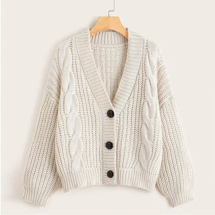 Vintage Knitted V Neck Cardigan - GlimmaStyle