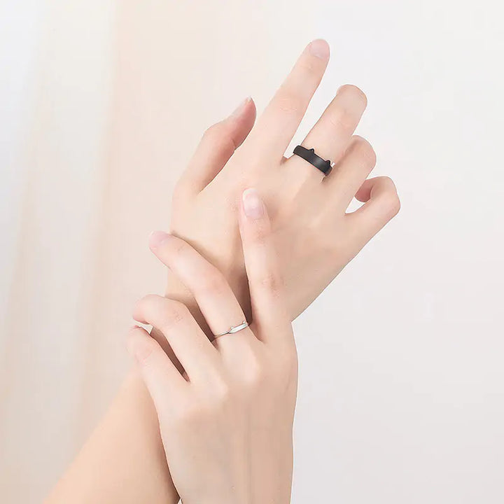 Black and White Cat Couple Rings - GlimmaStyle