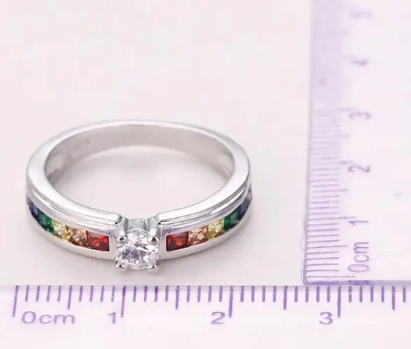 Colorful Cubic Zirconia Women Engagement Ring - GlimmaStyle