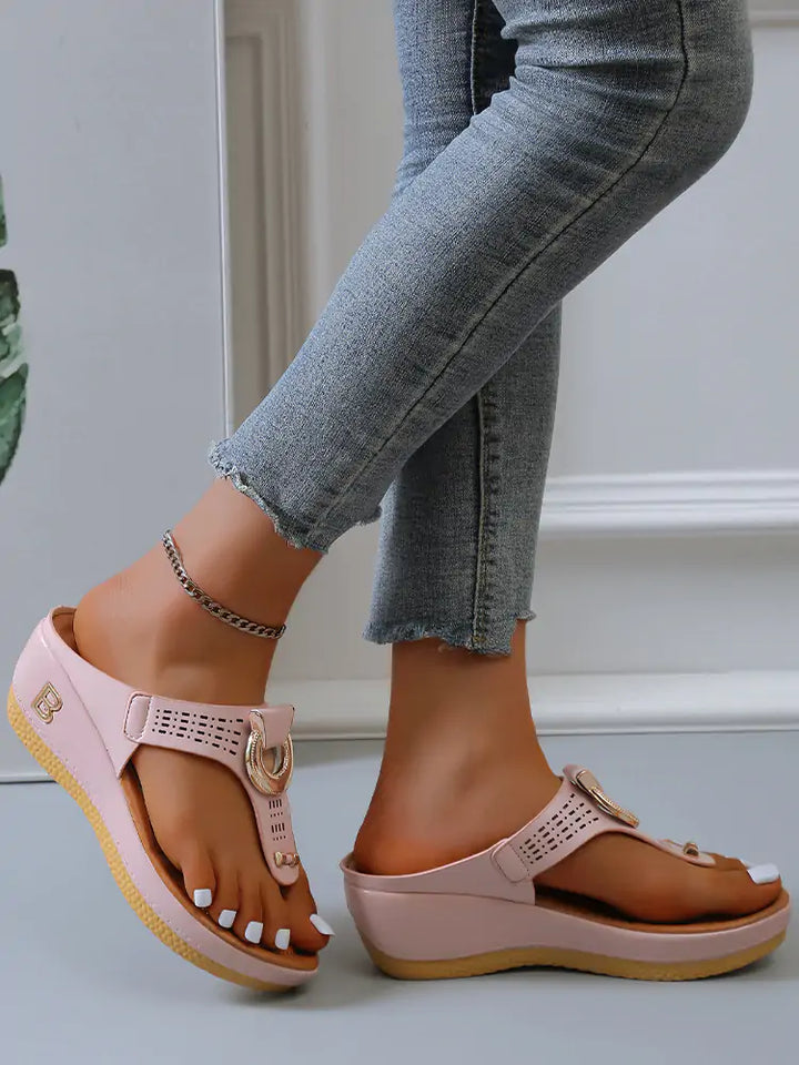 Rome Wedges Platform Slippers - GlimmaStyle