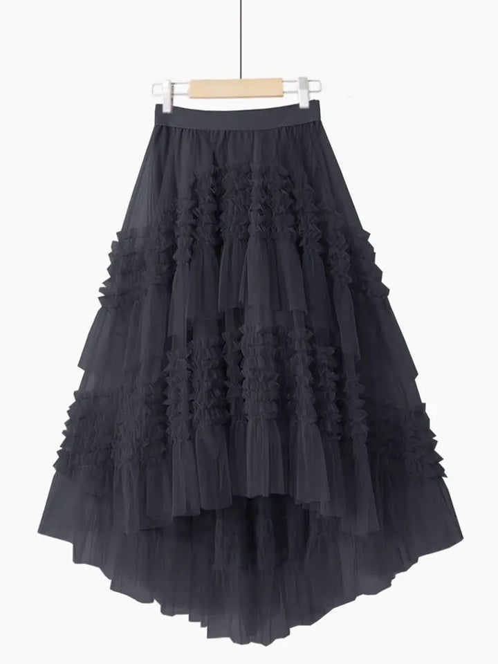 High Waist Lace Irregular Skirt - GlimmaStyle