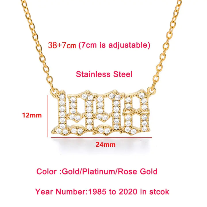 Birth Year Number Necklace - GlimmaStyle