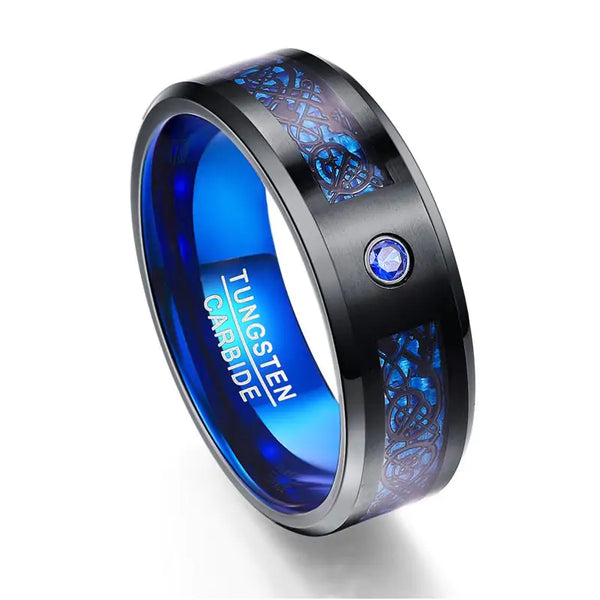 Dragon Stone Inlay Tungsten Ring - GlimmaStyle