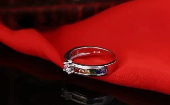 Colorful Cubic Zirconia Women Engagement Ring - GlimmaStyle