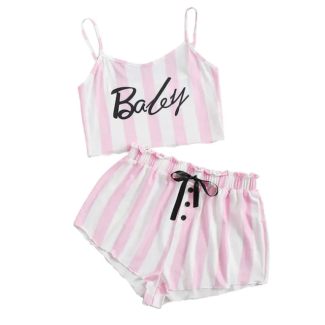 2 Pieces Summer Short Sleepwear - GlimmaStyle