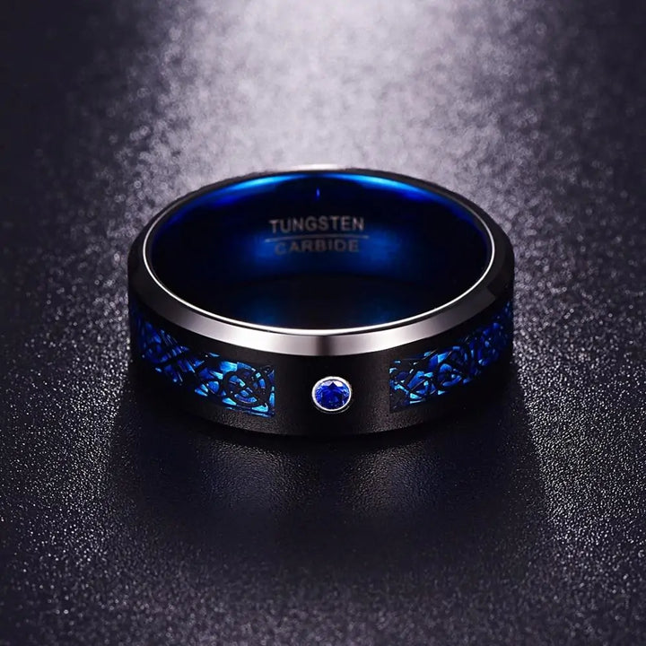 Dragon Stone Inlay Tungsten Ring - GlimmaStyle