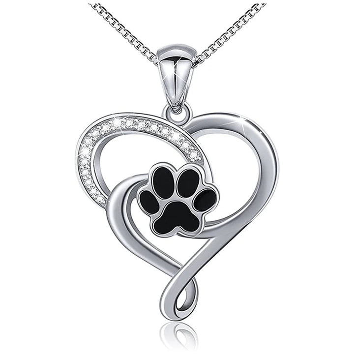 Dog Footprints Heart Necklace - GlimmaStyle