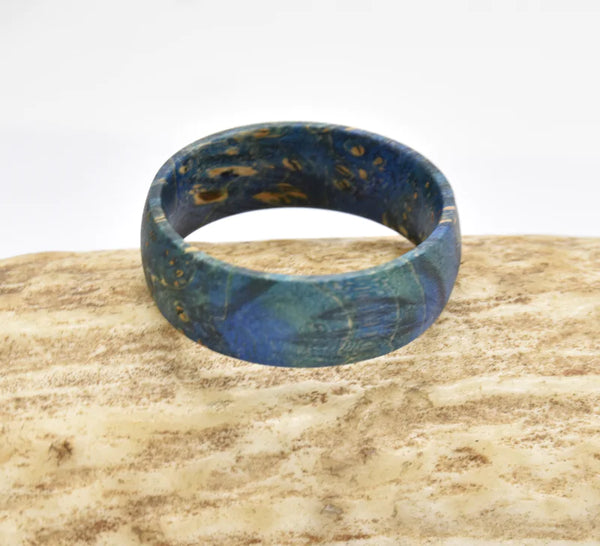 Blue Box Elder Wood Ring - GlimmaStyle