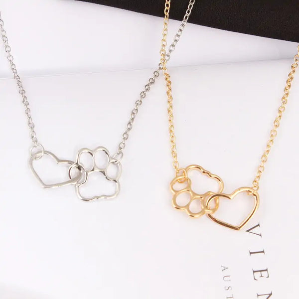 Pet Paw Love Heart Necklace - GlimmaStyle