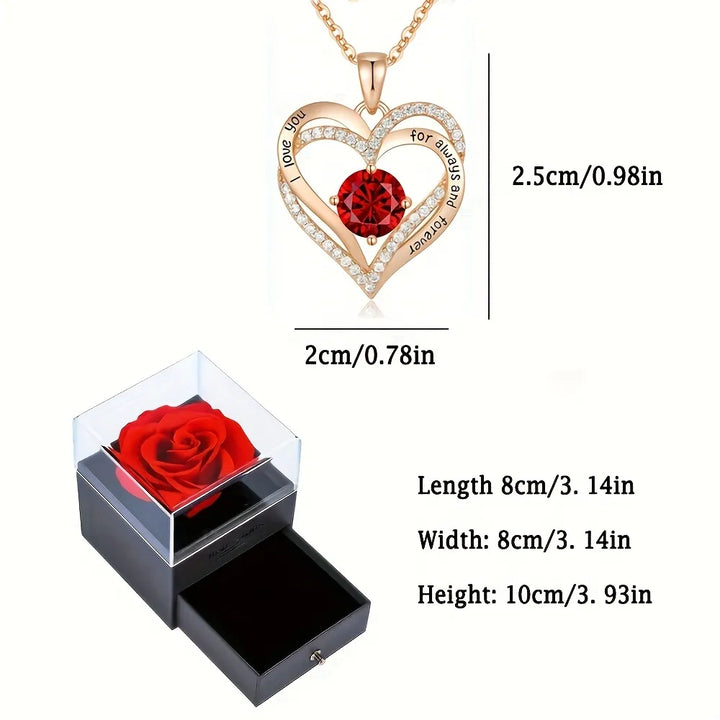 Necklace With Rose Flower Gift Box - GlimmaStyle