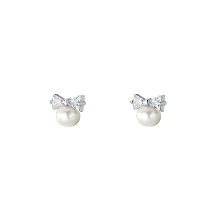 Pearl Bow Sweet Stud Earrings - GlimmaStyle