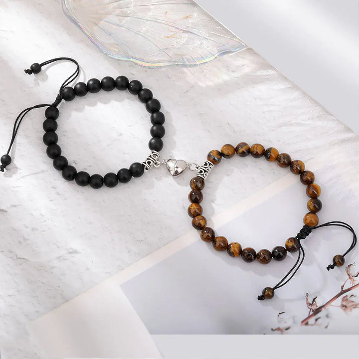 Natural Stone Beads Couple Magnetic Bracelets - GlimmaStyle