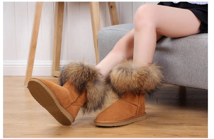 Women's Fox Fur Snow Boots - GlimmaStyle