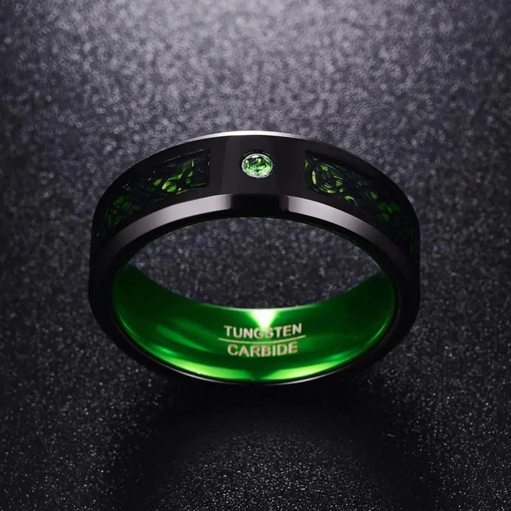 Dragon Stone Inlay Tungsten Ring - GlimmaStyle