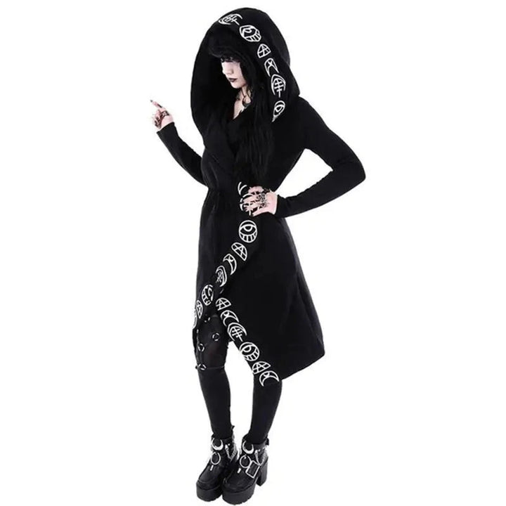 Gothic Punk Black Long Women Hoodies - GlimmaStyle