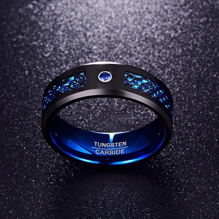 Dragon Stone Inlay Tungsten Ring - GlimmaStyle